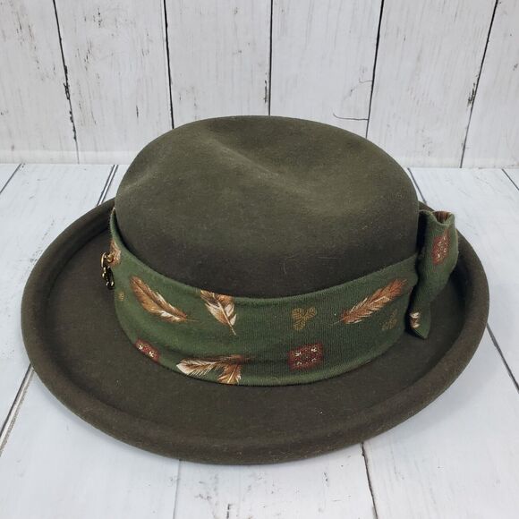 Conte of Florence Vintage Women\'s Olive 100% Wool Fedora Hat Made In Italy main image 7
